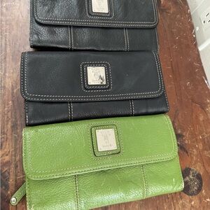 Tignanello Black and Green Leather Wallets